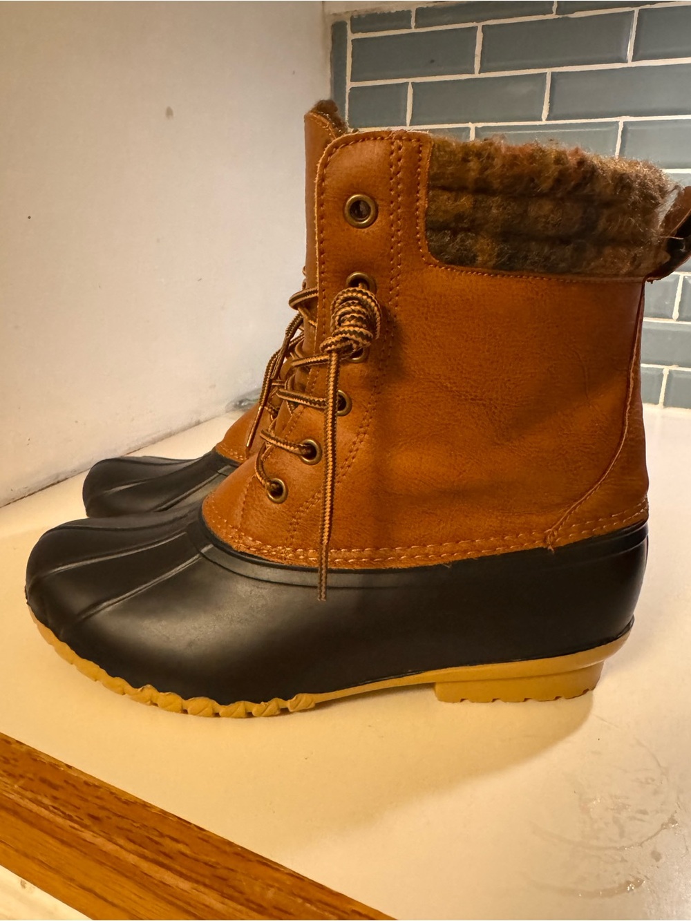 Magellan Outdoors Brown and Black Lace-Up Duck Boots